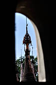 Kakku Pagoda complex. Detail of the hti (umbrella) the main distinctive feature of Burmese pagodas. Shan State in Myanmar (Burma). 